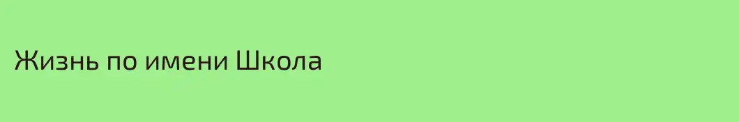 Жизнь по имени Школа